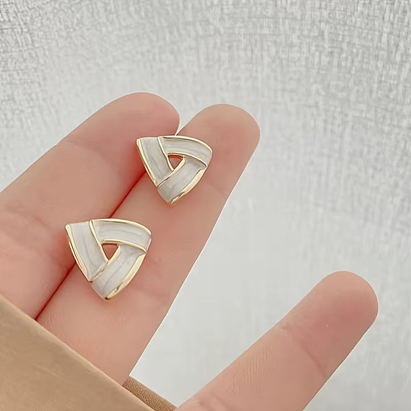 Triangular Dripped Glaze Earrings Women'S Influencer Hot Style Stud Earrings Women'S Korean Easy Temperament Fashion Ear Jewelry Ear Drop Women