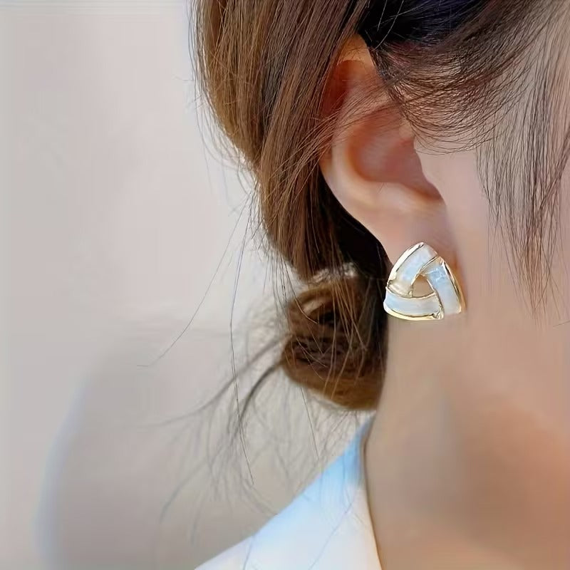 Triangular Dripped Glaze Earrings Women'S Influencer Hot Style Stud Earrings Women'S Korean Easy Temperament Fashion Ear Jewelry Ear Drop Women